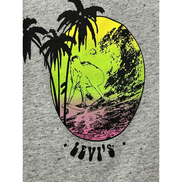 Levis Crop Tank Top Womens XS Surf Beach Palms Graphic Sleeveless Shirt - Picture 4 of 8